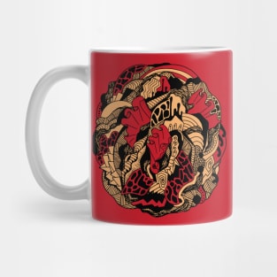 Abstract Wave of Thoughts No 1 - Red and Cream Mug